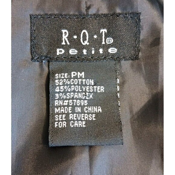 RQT Black Size Petite M Button Up Cotton Blend Blazer with 3/4" Pleated Sleeves - Picture 6 of 11